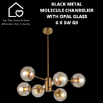 Goldair Gold Metal Molecule Chandelier With Amber Glass - 6 X 60W Es