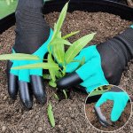 Waterproof Garden Gloves With Claws For Digging & Planting - 1 Pair Puncture Resistant Latex Gardening Gloves Lead-free & Alcoho