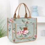 Floral Print Canvas Tote Bag With Thickened Material Perfect For Commuting Zipper Closure Shoulder Bag