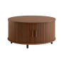 Walnut Sliding Door Round Coffee Table Midcenturymodern Coffee Table