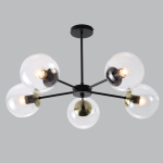 Black And Antique Brass Metal And Clear Glass Chandelier – CH537 5 Bk ab