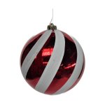 CAN305040 Bauble Candy Stripe Red 18CM