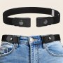 1PC Black Elastic Waist Belt For Women & Men Casual Invisible No Buckle Elastic Stretch Belts For Jeans Pants