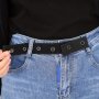 Unisex Black Buckle Free Belts Simple Elastic Stretch Invisible Belts Jeans Pants Waist Belts No Show Belt For Women & Men