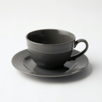 Jenna Clifford - Embossed Lines Cup & Saucer - Dark Grey Set Of 4