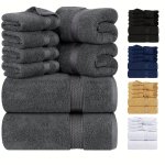 8PCS Premium Towel Set 2 Bath Towels 2 Hand Towels And 4 Washcloths Cotton Highly Absorbent Towels For Bathroom Gym Hotel And Sp