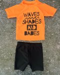 Woolworths Orange Waves Rash Vest And Shorts 6 12M