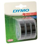 Omega Embossing 9MM X 3M White On Black Tape Cassette - Pack Of 3