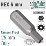 Allen hex 6MM Security Insert Bit 25MM Bulk