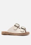 Double Buckle Espadrille Slide - White