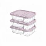 Smart 3 Piece Rectangular Storage Container Set Pink