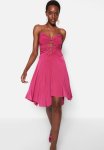 Asymmetrical Hem Skater Dress - Fuchsia