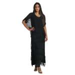 Double Layered Tiered Silk Dress - Black Free