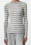Grey Basic Striped Knitted Sweater