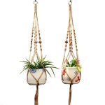 2 Pack Large Macrame Plant Hangers With Beads