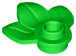 Parts Plant Plate Round 1 X 1 With 3 Leaves 32607 - Bright Green