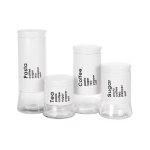4 Piece Canister Set With Writing White
