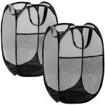 Ducoo Pop Up Laundry Hamper 70L Collapsible Mesh Laundry Basket With Side Pocket Foldable Dirty Clothes Hamper With Sturdy Reinf