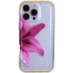 Clear Phone Case With Bold Pink Lily Flower Design - Compatible With Iphone