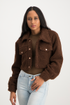Chloe Cropped Teddy Jacket - Pinecone - XS