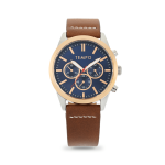 Blue Dial Men&apos S Brown Leather Watch