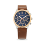 Blue Dial Men&apos S Brown Leather Watch
