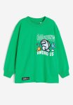 Printed Long-sleeved T-Shirt - Bright Green among Us
