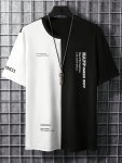 Happiness Boy Pattern T-Shirt For Men Trendy Color Clash Short Sleeve Top Men's Clothing For Fishing Sports Running Outing