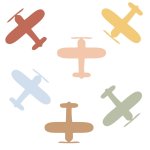 Small Aeroplanes Wall Stickers - Reusable Peel And Stick