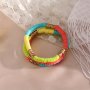 3 Pcs Set Of Unique Multi Color Polymer Clay Pieces Deign Bracelet Vintage Bohemian Style For Women Summer Vacation