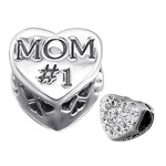 C120-C10076 - 925 Sterling Silver Mom Charm European Bead