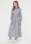 Modest Maxi Button Down Shirt Dress - Blue