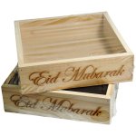 Eid Mubarak Wooden Box 25 X 25 X 7CM