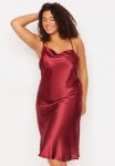 Plus Burgundy Satin Back Detailed Nightshirt - Burgundy