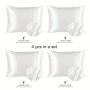 Garben Luxury Satin Pillowcase Set - 4pcs Soft & Durable Polyester Solid Color With Zipper Closure Machine Washable - Perfect For Bedroom & Guest Room