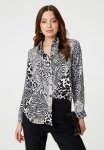 Animal Printed Satin Shirt - Multi White