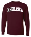 Wild Bobby State Of Nebraska College Style White Fashion Mens Long Sleeve Shirt Maroon Medium