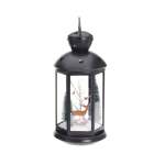 Lantern With Xmas Scene W w LED 21.5X21.5X43CM Black - Reindeer