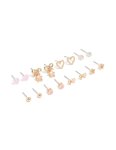 Goldair Gold Mixed Heart & Bow Diamante Earrings 8-PACK