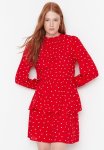Polka Dot Ruffle Dress - Red