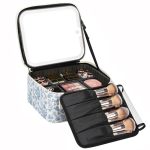 Relavel Travel Makeup Bag With LED Mirror Portable Cosmetic Train Case With 3 Color Lighted Brightness Mirror Makeup Artist Orga