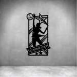 Female Volleyball With Custom Text - 300MM Matt Silver