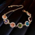 1 PC Sparkling Round Rhinestones Inlaid Bracelet Zinc Alloy Jewelry Elegant Luxury Style For Women Wedding Hand Chain