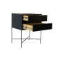 Everest Black Two Drawer Side Table - Hidden Handles