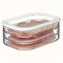 1.6L Large Capacity 3-TIER Freshness Storage Box With Airtight Lid - Microwave Safe Dishwasher Safe Rectangular Plastic Food Container For Fridge Organization