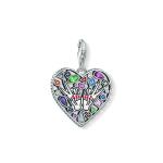 Filigree Multi-colour Oxidised Heart Charm