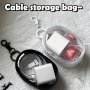 Compact Transparent Zippered Storage Pouch With Keychain - Waterproof Multi-function Organizer For Earbuds & Charger Stylish Travel Accessory