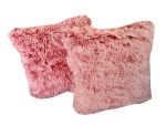 Zs - Soft Fluffy Scatter Cushions - Set Of 2 - 40X40CM - Red