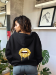 Golden Lips Summer Hoodie - Black - Medium