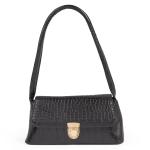 Black Croc Tuck Lock Bag